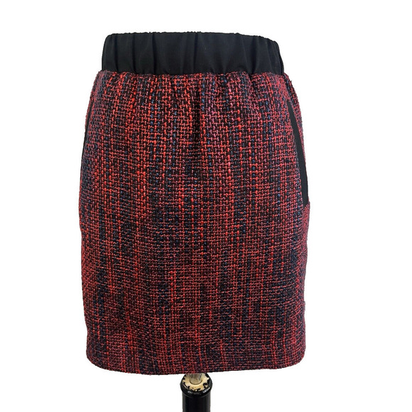 Ann Taylor Loft Skirt size Medium Pink Blue Tweed Pockets Straight Above Knee - Picture 1 of 8